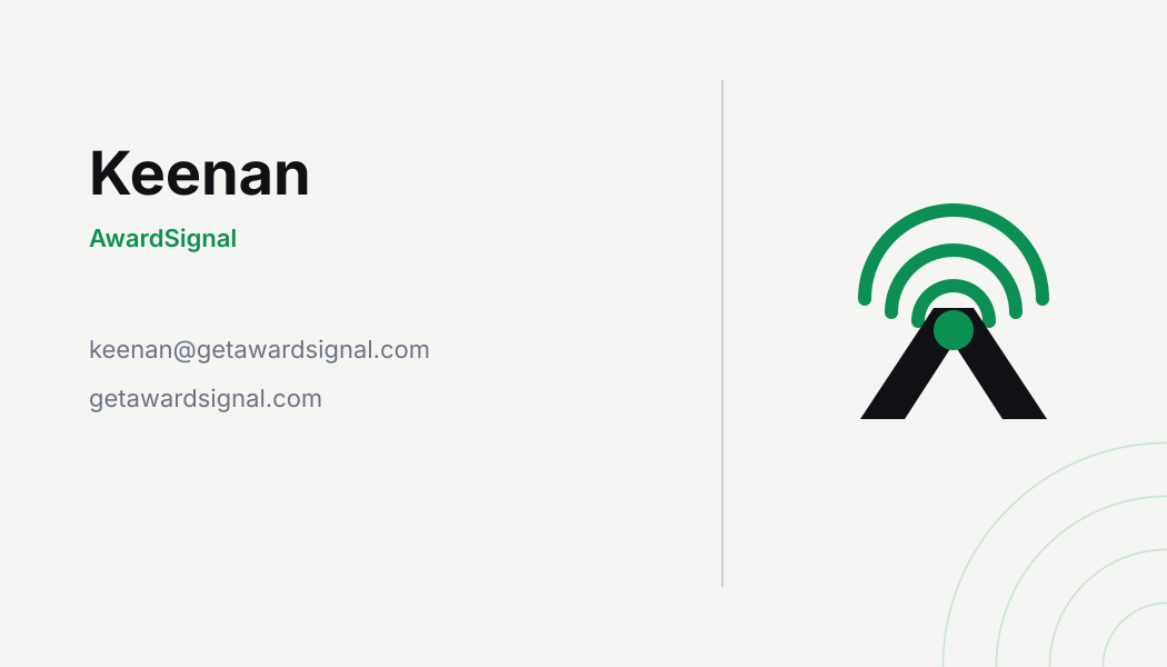 AwardSignal business card back